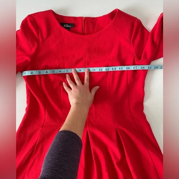 AGB Dress Midi Red 12 Large 3/4 Length Sleeves - Picture 9 of 11